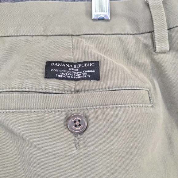Banana Republic Men's Gavin Chino Pants Green 32x32 Flat Front Regular Straight - Picture 7 of 12